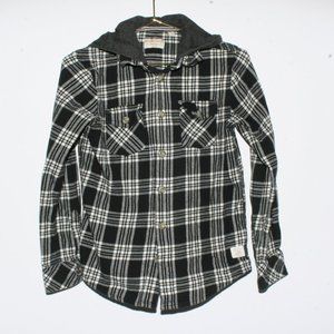 Boy'd Black & White Hoodie, Button-up Flannel Shirt-Excellent Condition